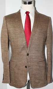 J. Crew Ludlow Brown Herringbone Linen Two Button Sport Coat Size 39 Short 39S - Picture 1 of 10