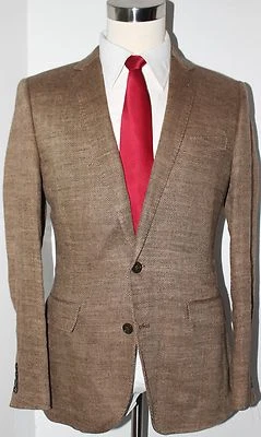 J. Crew Ludlow Brown Herringbone Linen Two Button Sport Coat Size 39 Short 39S - Image 1 of 4
