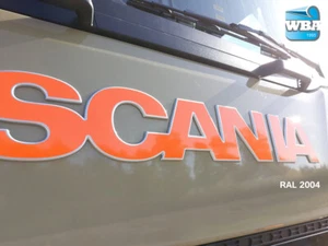 W.B.A. Aufkleber passend für Scania Emblem der Serie S+R ab Bj 2017 RAL2004 oran - Bild 1 von 9