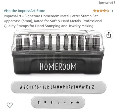 Impress arte metal letras sellos 3mm firma “home room” caja superior NUEVO Foto 1 de 3