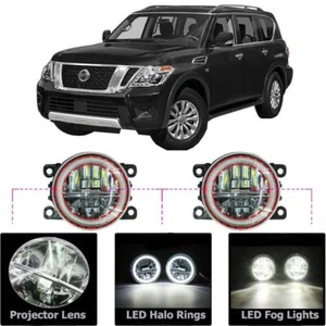 LED Fog Light Kit Angel Eye Rings DRL Daytime Running Lamp Fit For Nissan Armada - Picture 1 of 12