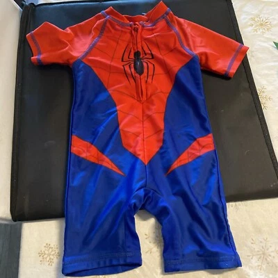 MARVEL One Piece Spiderman Half Zip Swimsuit UPF50+ Size 18 Months - Image 1 of 3