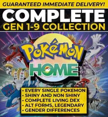 Pokemon Home COMPLETE Gen 1-9 National Dex | Shiny + Non Shiny Living Pokedex