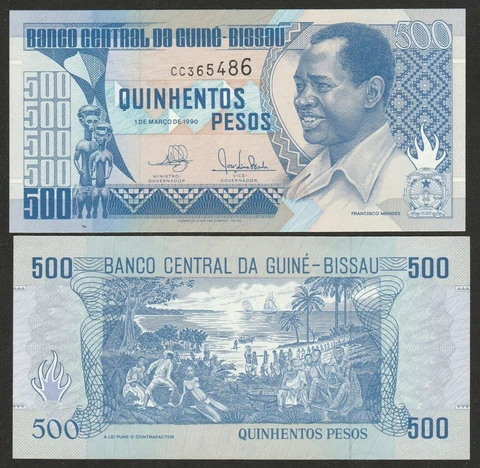 1990 GUINEA-BISSAU 500 PESO NOTE UNC Cover