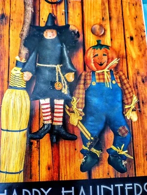 "Happy Haunters" Halloween Fall Harvest Decorations Sewing Pattern 11" Dolls  - Image 1 of 3