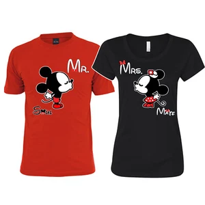 ┥ Mr. Mrs. Camiseta Soul Mate Pareja AMOR Mickey Minnie Camisas de Vacaciones - Imagen 1 de 11