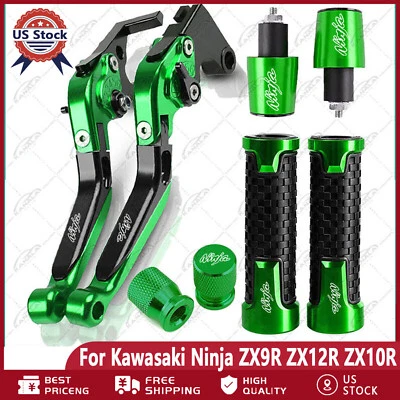 For Kawasaki Ninja ZX9R ZX12R ZX10R 4Pcs CNC Brake Clutch Levers Handlebar Sets Foto 1 de 4