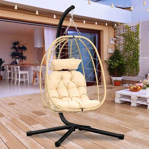 TAUS Stand Egg Chair Hanging Swing Chair Wicker Chair Indoor Outdoor w/Cushion - Picture 1 of 5