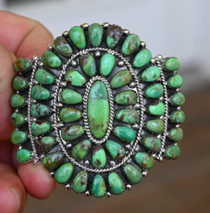 New Navajo Turquoise Sterling & Sonoran Turquoise Cuff By D Benally 50 grams! 7" - Picture 1 of 10