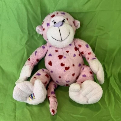Webkinz Ganz Valentine's Day Love Monkey Plush No Code 10” Tall Pink red Purple - Image 1 of 4