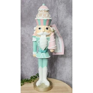 Cupcakes and Cashmere Christmas Cupcake Nutcracker Pink Blue Figurine 14" NEW - Picture 1 of 10