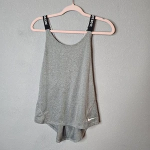 Nike Dri-Fit Womens Small Tank Top Gray Elastic Cross Over Logo Strap Running  - Picture 1 of 10