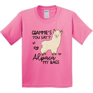 Inktastic Grammie's You Say Alpaca My Bags Youth T-Shirt Animals Llama Grandmas - Picture 1 of 8