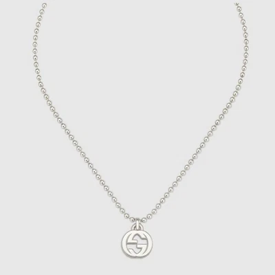 Collana Gucci Boule Interlocking YBB479219001 Necklace Ciondolo GG Argento Donna - Immagine 1 di 2
