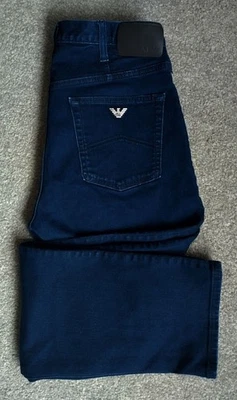 AJ ARMANI J21 STRAIGHT LEG BLUE JEANS. SIZE: 32" WAIST x 28.5" INSIDE LEG - image 1 of 4