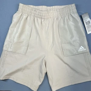 Adidas Boys/ Girls Shorts Size 14/16 G AEROREADY Beige Tan Recycled Polyester - Picture 1 of 7