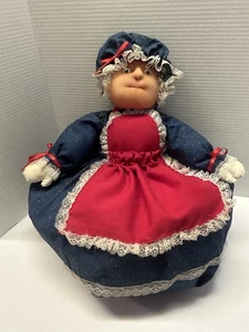 Farmhouse Bag Lady Kitchen Grocery Bag Holder Bonnet Doll Organizer Homemade - Picture 1 of 11