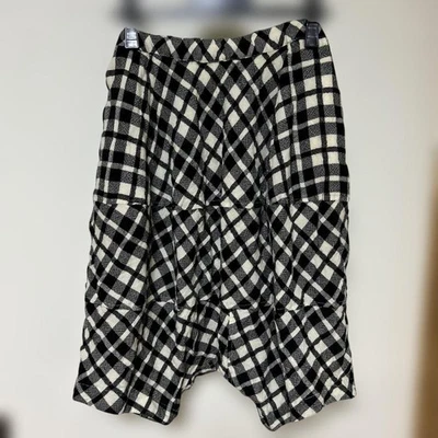 Calça Sarouel Xadrez Comme des Garçons Lã Preta e Branca XS 23" Usada - Imagem 1 de 4