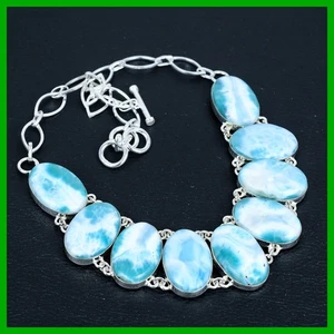 Sisters Day Deal Larimar Gemstone Sterling Silver Mother Gift New Chain Necklace - Picture 1 of 6