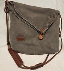 Tom Clovers Boho Pebble Canvas Crossbody w Leather Straps and Button/zip closure