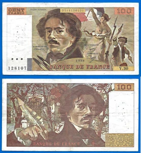 France 100 Francs 1980 Delacroix Serie Y Europe Frcs Frs Free Ship Wrld - Picture 1 of 3