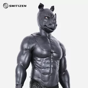 Smitizen Silikon Schwarzes Nashorn Maske Monster Tier Kostüme Kopfbedeckung - Bild 1 von 11