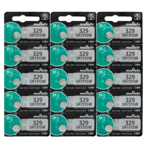 Murata 329 Button Cell Silver Oxide SR731SW Watch Battery Pack of 15 Batteries - Picture 1 of 1