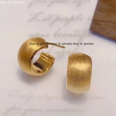 1 par de aretes de oro amarillo puro real de 18 quilates círculo ancho para mujer joyería Foto 1 de 4