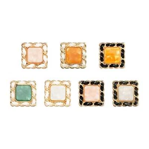5pcs Vintage Square Alloy Button with Braided Border, 21mm for Sewing & Crafts - Picture 1 of 9