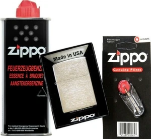 Zippo Cromo Cepillado Clásicos Set + Zippo Mechero+Gasolina+Piedras 60000804 - Imagen 1 de 1