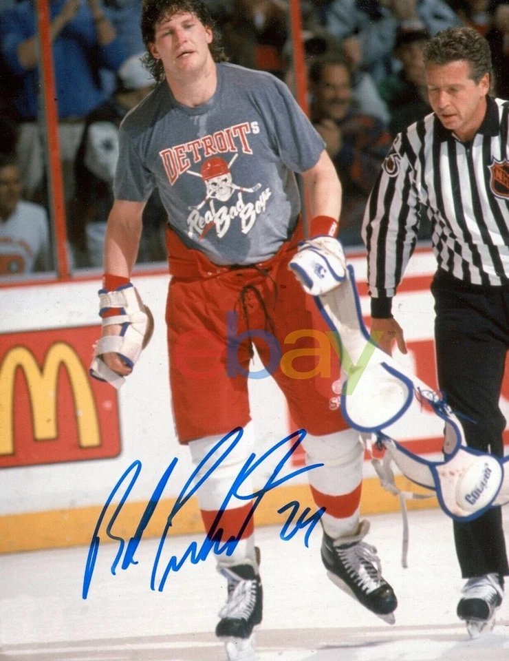 Foto reimpressão autografada assinada 8x10 de Bob Probert Detroit Red Wings - Imagem 1 de 1