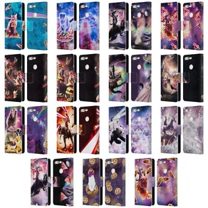 OFFICIAL RANDOM GALAXY SPACE CAT LEATHER BOOK WALLET CASE FOR GOOGLE PHONES - Picture 1 of 21