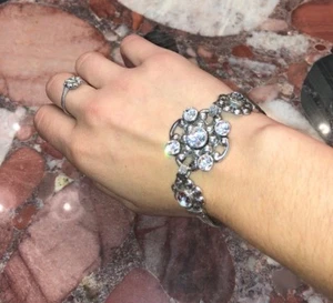 NWT Brighton Silver Large Swarovski Crystals Statement Jewelry Women's Bracelet - Picture 1 of 11