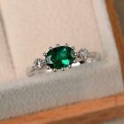 2Ct Oval Cut Lab-Created Emerald Women's Engagement Ring 14K White Gold Plated