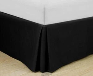 Easy-Fit Basic Pleated Bedskirt Black California King - Picture 1 of 2