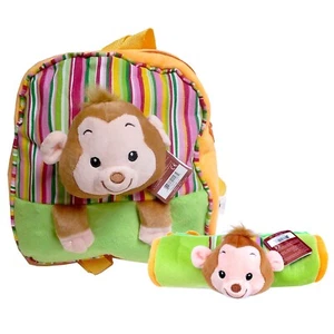 Monkey Plush Backpack with Pencil Pouch for Little Kids, Toddlers Bag - Picture 1 of 8