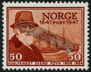 Norway 1947 (NK 366, MI 330, SC 286) Norwegian Post Office 50 øre - MNH - Picture 1 of 1