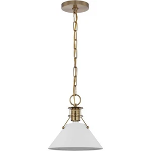 Nuvo Lighting 60/7526 Outpost Pendant Matte White/Burnished Brass - Picture 1 of 6