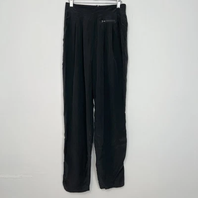 Pantalones Sunny Leigh Vintage 100% Seda Negros Cremallera Trasera M Años 80 Elegante Cónico Foto 1 de 4