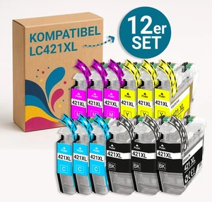 12er Multipack LC421XL Druckerpatronen kompatibel für Brother DCP-J1140 - Afbeelding 1 van 8