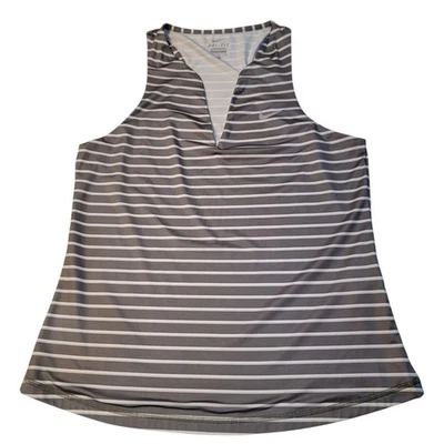 Camiseta sin mangas Nike 596693 a rayas puras tenis correr DriFIT talla L gris Foto 1 de 4