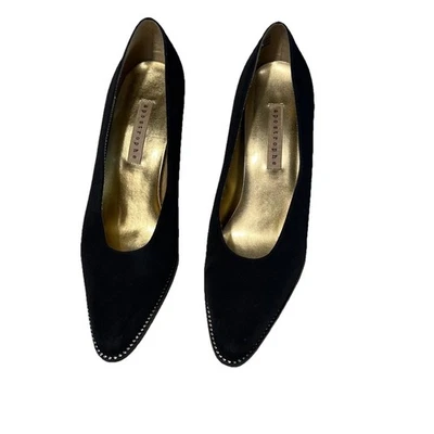 Женские 8 1/2 M черная замша вечер каблуки апостроф с блестками акценты - Изображение 1 из 4