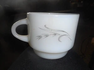 Anchor Hocking Fire King Creamer Silver Wheat Design Milk Glass Vintage NICE - Picture 1 of 6