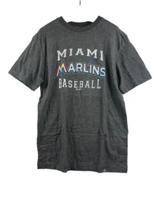 Majestic Athletic Men's Miami Marlins Fan Short Sleeve Shirt Gray Small - Picture 1 of 7