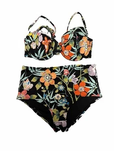 NWT J.Crew Lot Of Tropical Molded Cup Bikini(32 D) And Bottom (size S) Swimsuit - Picture 1 of 7