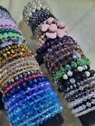 handmade elastic, stretch sizeable beaded, crystal, sparkly, chunky, bracelets