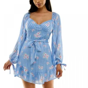 Bee Darlin Teens Maxi Long Dress Long Sleeve Pleated Floral Sweetheart C152 - Picture 1 of 10