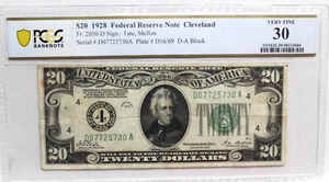 1928 $20 FRN CLEVELAND "4" Numerical District Seal, Redeemable In Gold, PCGS 30 - Picture 1 of 4
