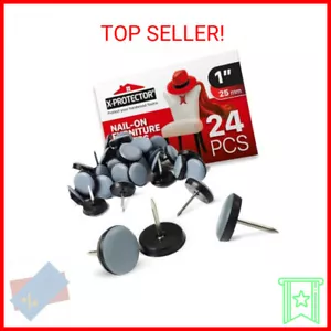 Chair Glides X-Protector – 1" Furniture Glides 24 pcs – Grey Nail-on Chair Slide - Picture 1 of 2