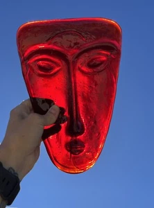 Sky Dreamer Cast Art Glass Mask by Gabriel & Rodolfo Lio Jaramillo Vintage 10” - Picture 1 of 11